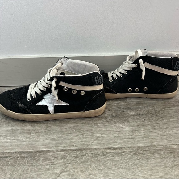 Golden Goose Mid Star Black High Top Skater Sneakers Streetwear Italian Size 37 - Picture 2 of 12